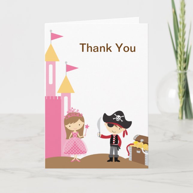 Princess and Pirate Note Card Dankeskarte (Vorderseite)