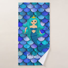 Princess auf blauem und lila Meerjungstatustyp Badhandtuch Set