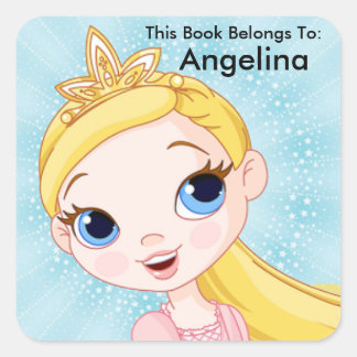 Princess-Aufkleber, dieses Buch gehört zu, Label b Quadratischer Aufkleber