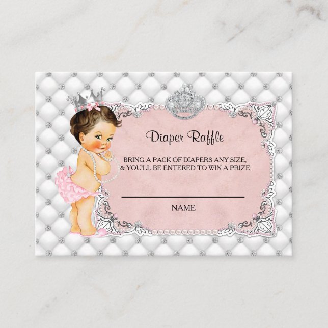 Princess Baby Diamonds Pearl Diaper Raffle Ticket Begleitkarte (Vorderseite)