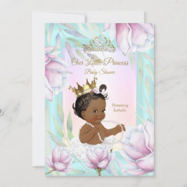 Princess Baby Dusche Aquamarin Pink Lilac Floral E Einladung