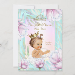 Princess Baby Dusche Aquamarin Pink Lilac Floral Einladung