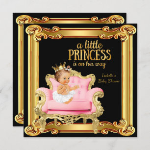 Princess Baby Dusche Black Pink Gold Stuhl Einladung