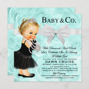 Princess Baby Dusche Blue Watercolor Einladung
