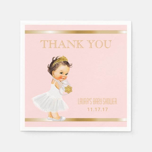 Princess Baby Dusche | Blush Pink Gold Danke Serviette (Vorderseite)