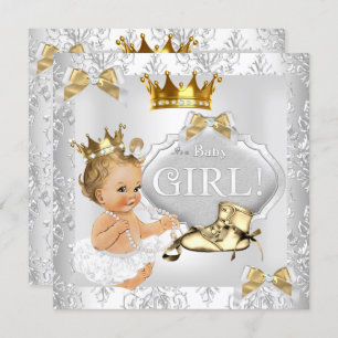 Princess Baby Dusche Gold Silbermedaille Blonde Einladung