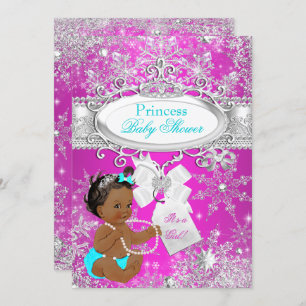 Princess Baby Dusche Hot Pink Aqua Ethnic Einladung