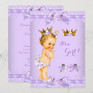 Princess Baby Dusche Lila Rose Leader Blonde Girl Einladung
