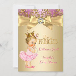 Princess Baby Dusche Pink Gold Ballerina Blonde Einladung