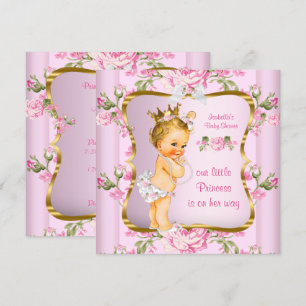 Princess Baby Dusche Pink Gold Blondine Einladung
