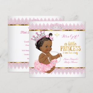 Princess Baby Dusche Pink Gold Ethnic Girl Einladung
