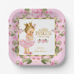 Princess Baby Dusche Pink Gold Rose Blondine Pappteller
