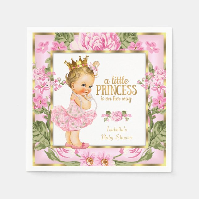 Princess Baby Dusche Pink Gold Rose Blondine Serviette (Vorderseite)