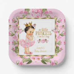 Princess Baby Dusche Pink Gold Rose Blumenstrauß Pappteller