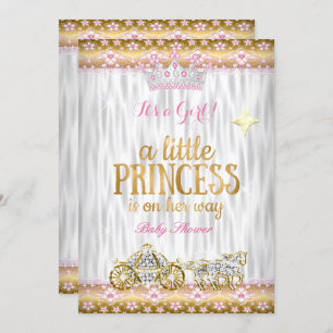 Princess Baby Dusche Pink Gold Weißes Carriage Einladung