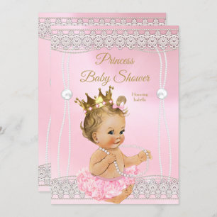 Princess Baby Dusche Pink Perlgraue Blondine Einladung