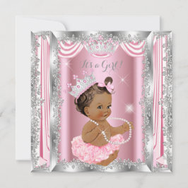 Princess Baby Dusche Pink Silver Ballerina Dark Einladung