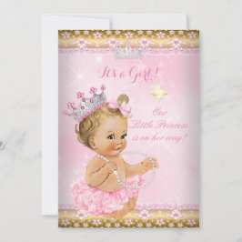 Princess Baby Dusche Pink Tutu Gold Tiara Blonde Einladung