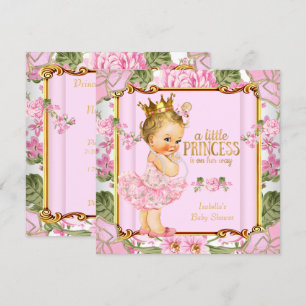 Princess Baby Dusche Rosa Rose Blonde Girl Einladung