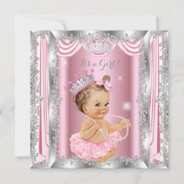 Princess Baby Dusche Rosa Silver Ballerina Light Einladung