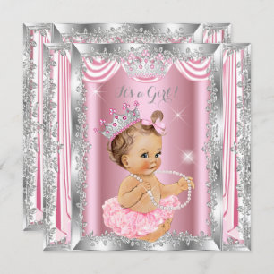 Princess Baby Dusche Rosa Silver Ballerina Light Einladung