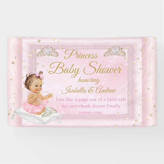 Princess Baby Dusche Tiara Pink Banner (Horizontal)