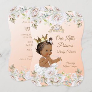 Princess Baby Duwer Coral Peach White Ethnic Einladung
