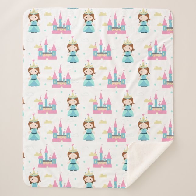 Princess Baby Girl Pattern Sherpadecke (Vorderseite)