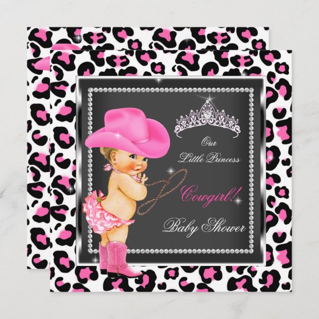 Princess Baby Shower Girl Cowgirl Blonde Einladung (Vorne/Hinten)