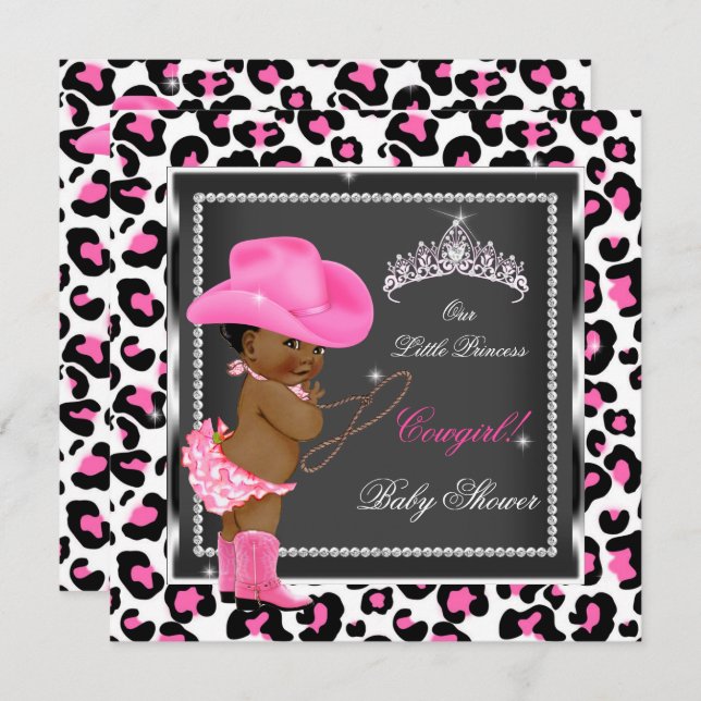 Princess Baby Shower Girl Cowgirl Ethnic Einladung (Vorne/Hinten)