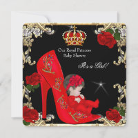 Princess Baby Shower Girl Gold Rote Rose Shoe 4a