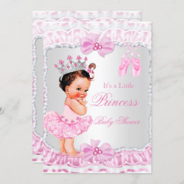 Princess Baby Shower Girl Pink Ballerina Brünett Einladung