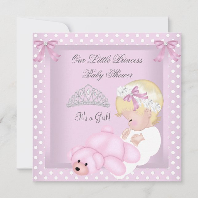 Princess Baby Shower Girl Pink Blonde Baby Girl 3 Einladung (Vorderseite)