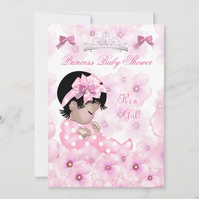 Princess Baby Shower Girl Pink Floral Asian Einladung (Vorderseite)