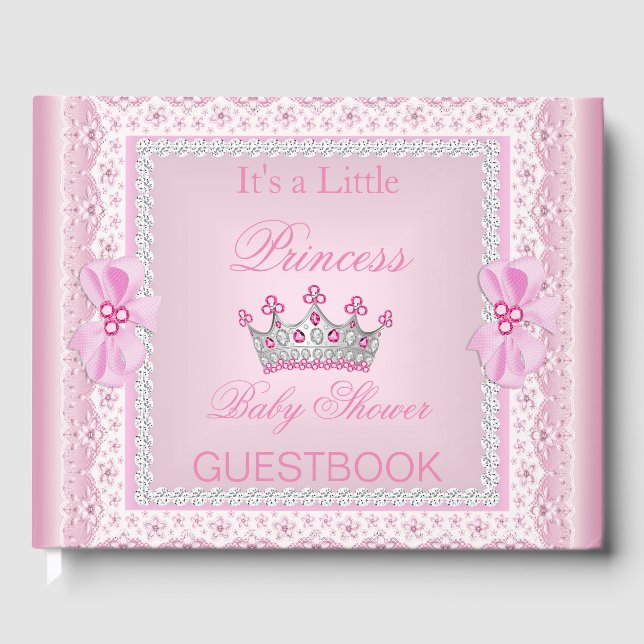Princess Baby Shower Girl Pink Pearl Tiara Gästebuch (Vorderseite)