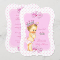 Princess Baby Shower Girl Pink Polka Dot Blonde