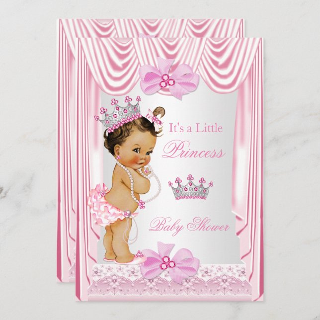 Princess Baby Shower Girl Pink Silk Einladung (Vorne/Hinten)