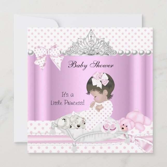 Princess Baby Shower Girl Puppy Tiara Einladung (Vorderseite)
