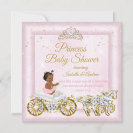 Princess Baby Shower Tiara Pink Carriage Ethnic Einladung