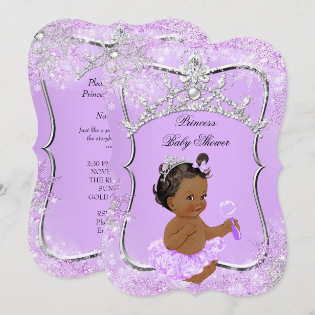 Princess Baby Shower Wonderland Lilac Ethnic Einladung (Vorne/Hinten)