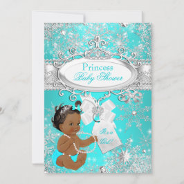 Princess Baby Showflakes Aqua Ethnic Einladung
