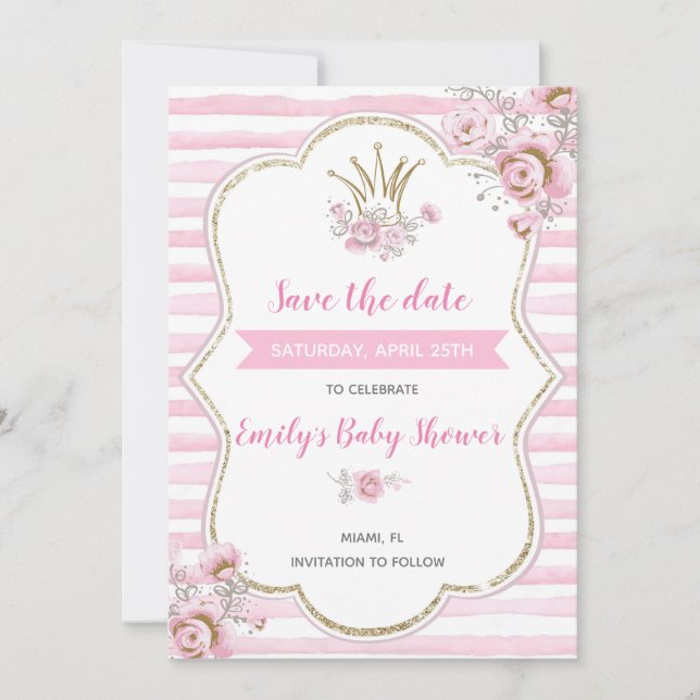 Princess Babydusche Save the Date (Vorderseite)