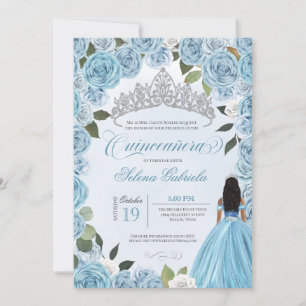 Princess Ball Blue Rose Quinceanera Einladung
