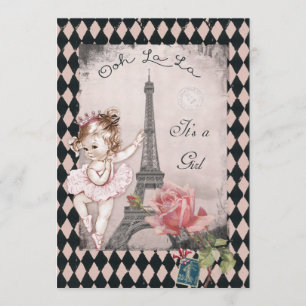 Princess Ballerina Eiffel Tower Baby Dusche Einladung