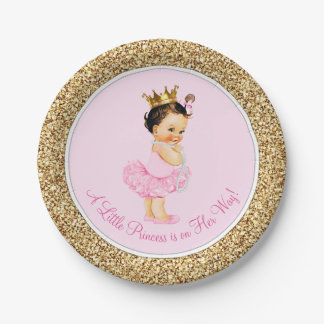 Princess Ballerina Pink Gold Baby Dusche Pappteller