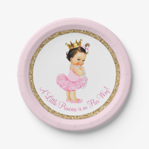 Princess Ballerina Pink Gold Baby Dusche Pappteller