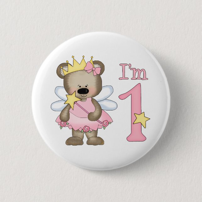 Princess Bear 1. Geburtstag Button (Vorderseite)