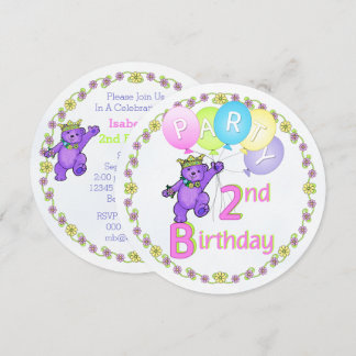 Princess Bear 2. Geburtstag Party Custom Einladung