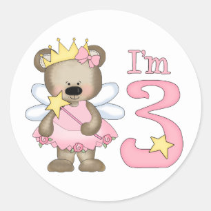 Princess Bear 3. Geburtstag Runder Aufkleber