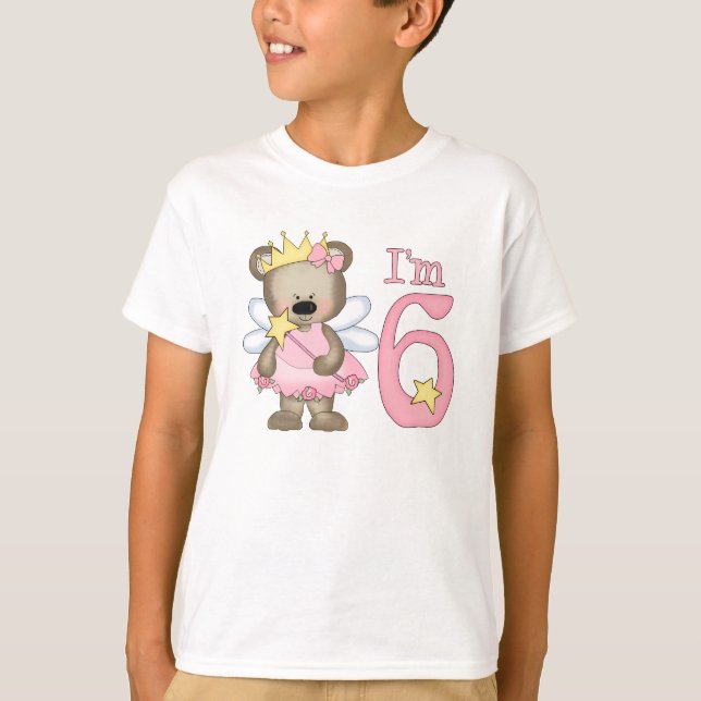 Princess Bear 6. Geburtstag T-Shirt (Vorderseite)